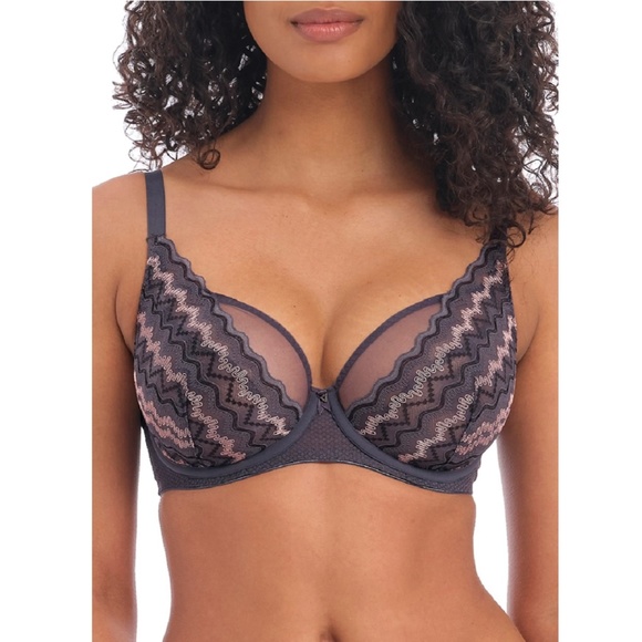 Freya Festival 32G Vibe High Apex Underwire Plunge Bra in Cinder - Picture 1 of 13